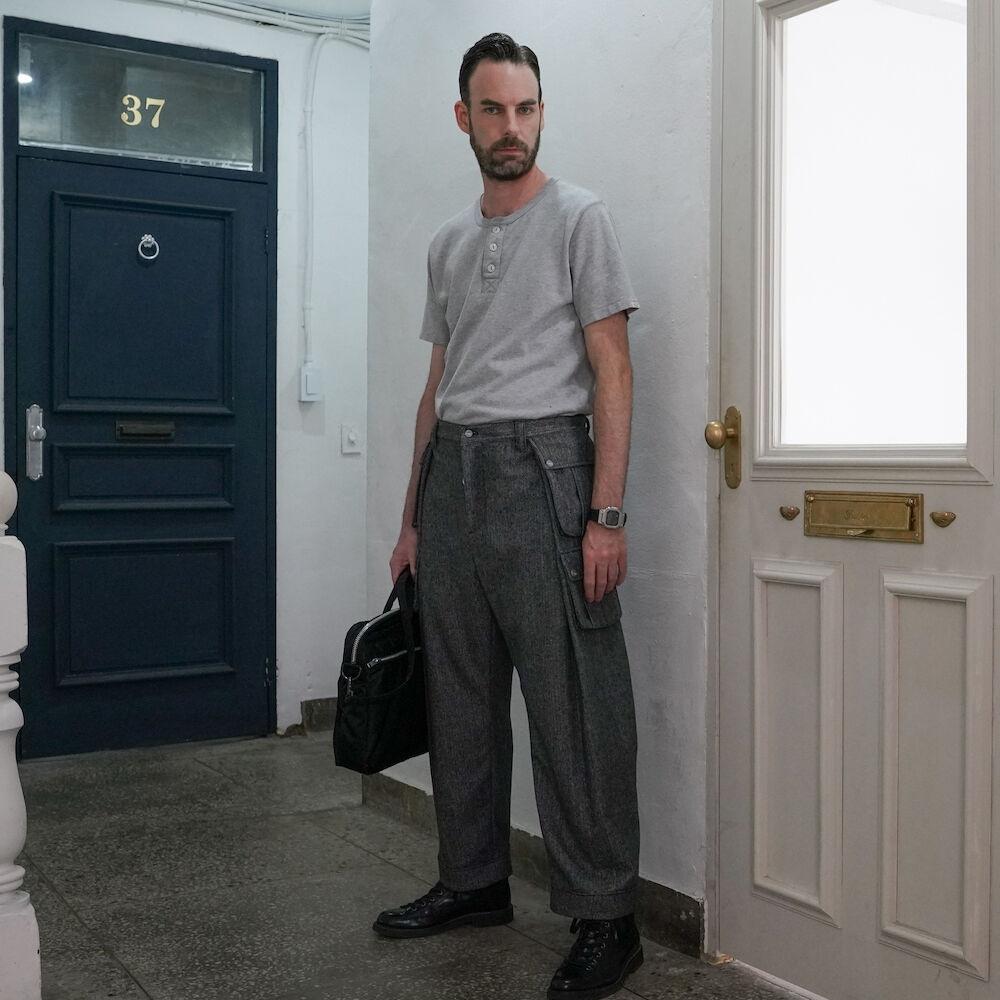 [TEWMEW] 2020FW HERRINGBONE HEAVY WORK PANTS BLACK