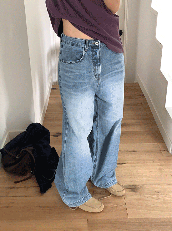 언더비 [주문폭주] 켈빈 와이드 데님 팬츠 (2 color)