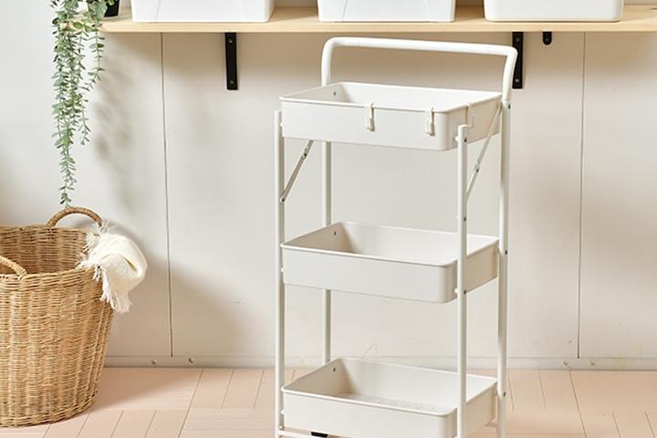 WOW 접을 수 있는 핸들 트롤리 화이트