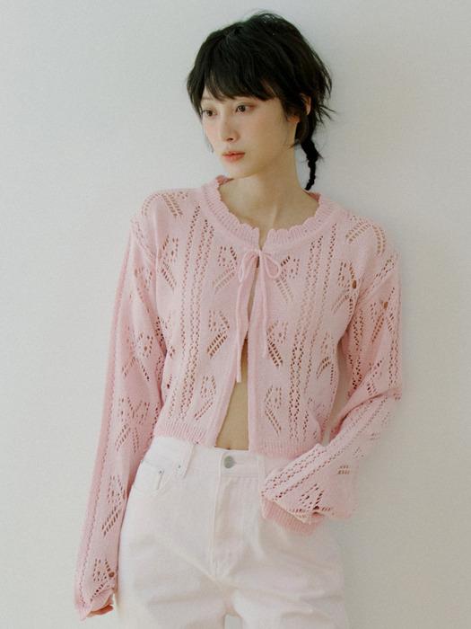 WOI CROCHET CARDIGAN PINK