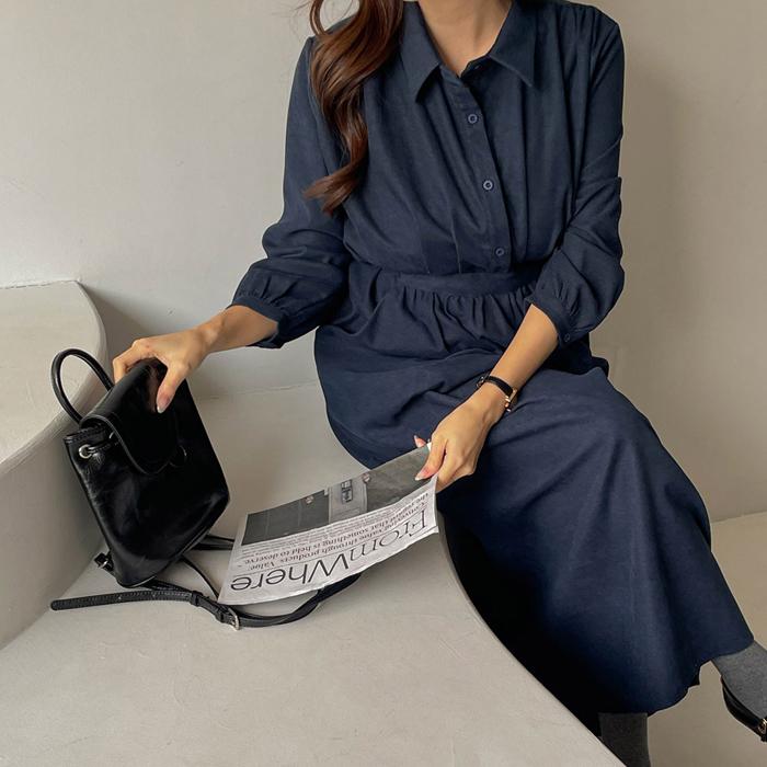 임부복*히비로인 셔츠 원피스(기모피치)
