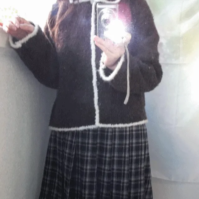 버블 울 카라 가디건