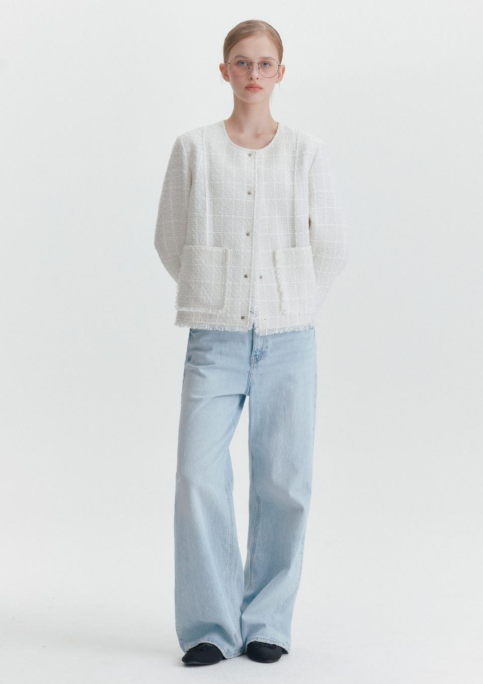 포켓 포인트 트위드 자켓(MAGAJK05MIV)