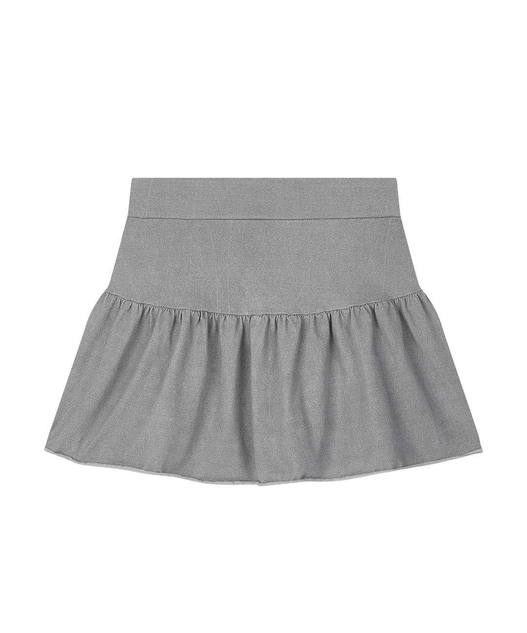SHIRRING MINI SKIRT (GRAY)