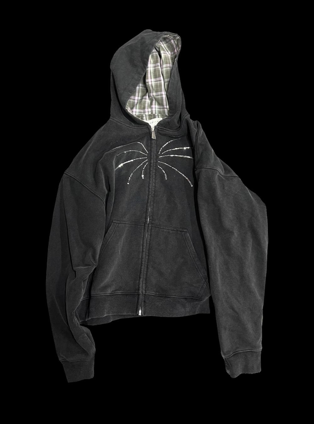 Fireworks Distressed Washing Hoodie Zip-Up
