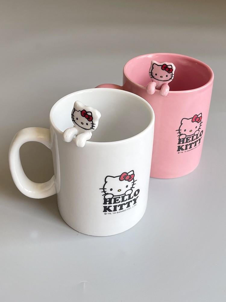 헬로키티 스푼세트 세라믹 머그컵 300ml 산리오 캐릭터 머그컵 머그잔