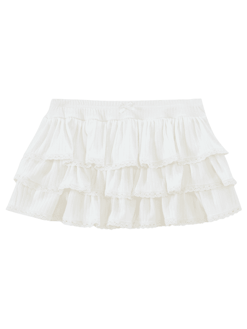 Ballerina Bliss Ruffle Mini Skirt (White)
