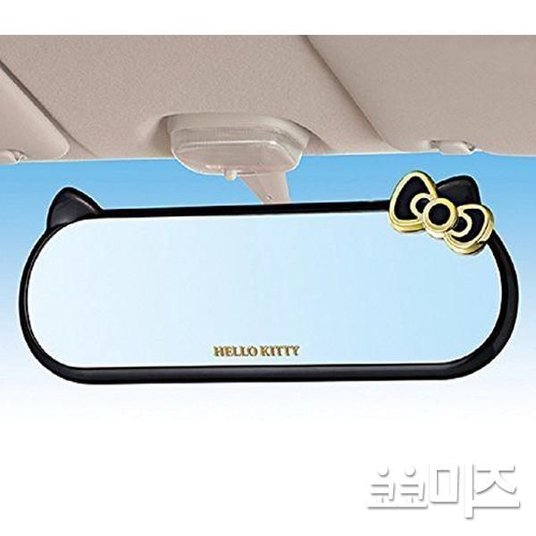 (일본) 헬로키티 차량 와이드 룸미러(블랙&골드)자동차 고급거울 캐릭터 여성차량용품