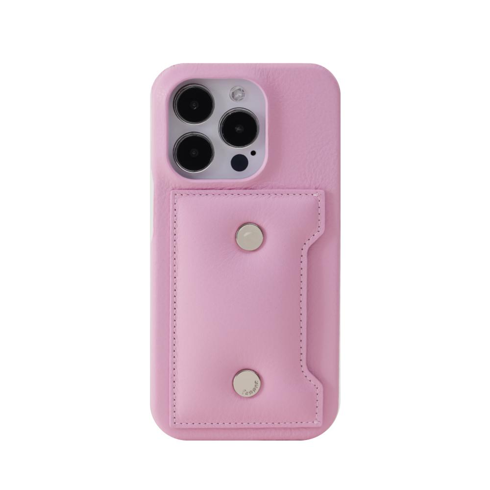 [22FW]FENNEC CIRCLE PADDING iPHONE 14 CARD CASE - PINK / 페넥 써클 패딩 아이폰 14 카드케이스 - 핑크