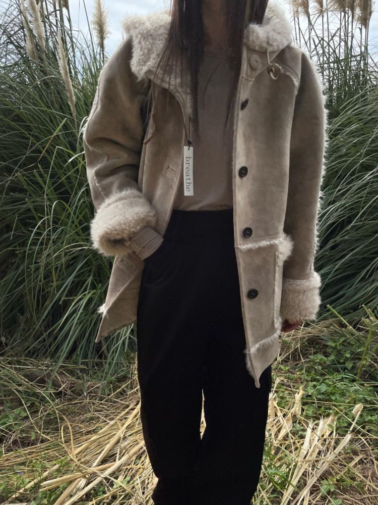 브리드 후드 무스탕