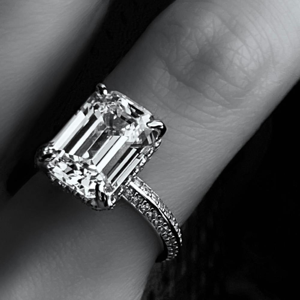 [위프레리] 4캐럿 실버 5A 에메랄드 컷 링, Silver 5A Emerald Cut Ring