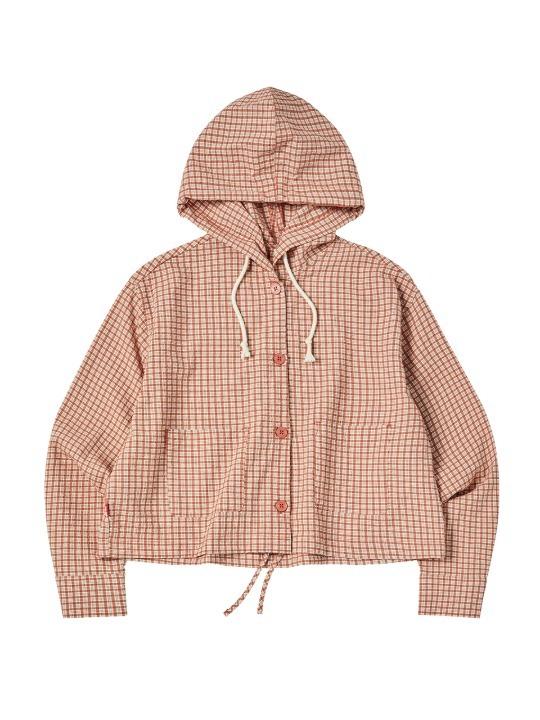 W BUTTON HOOD SHIRT [BRICK]