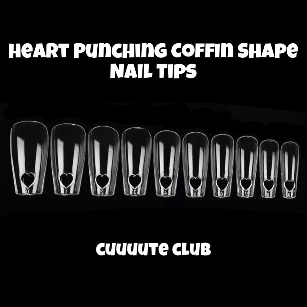 하트펀칭 코핀쉐입 네일팁 투명네일팁 48피스