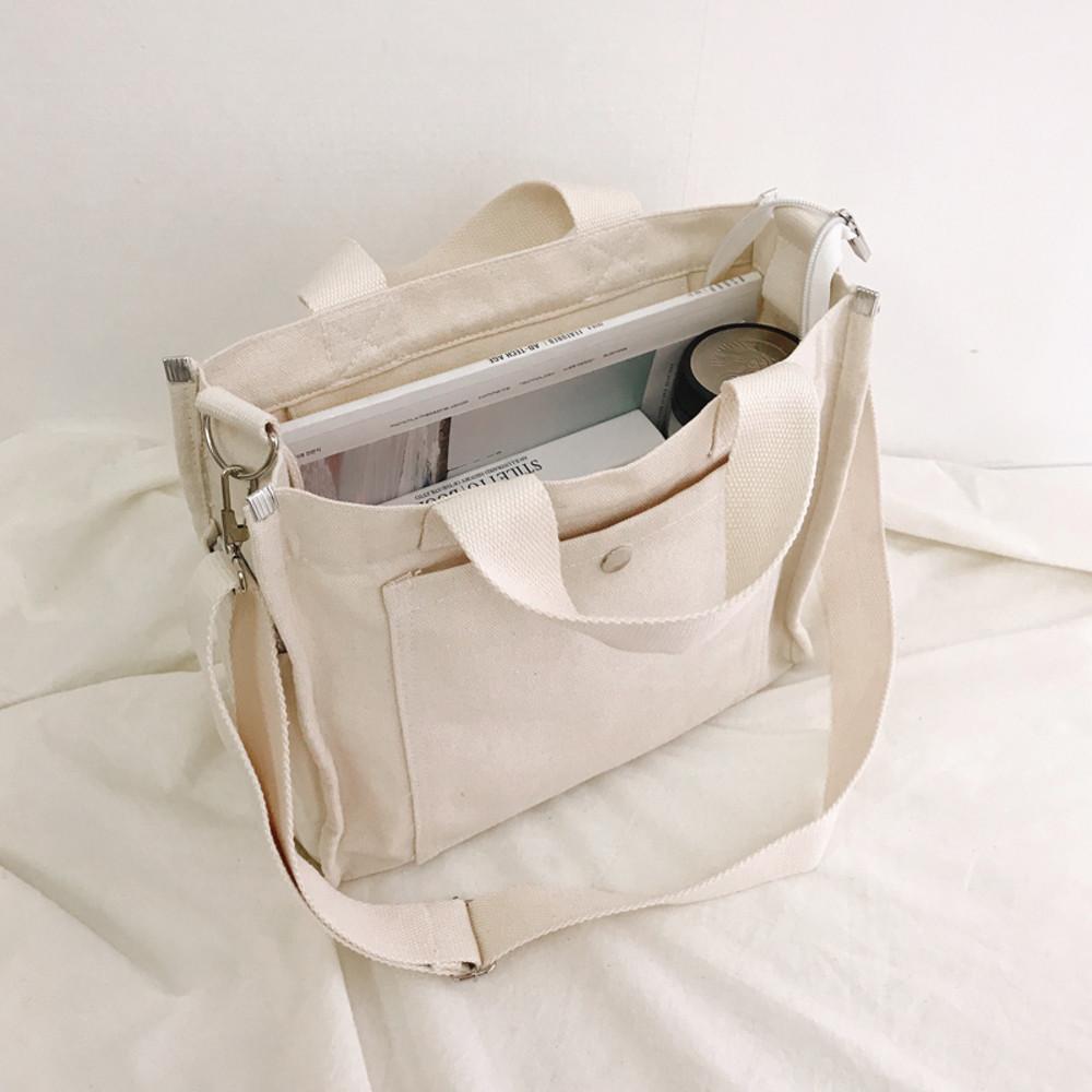 CLOI 테리(terry) 튼튼한 캔버스 사각 크로스 텀블러 지퍼 에코백