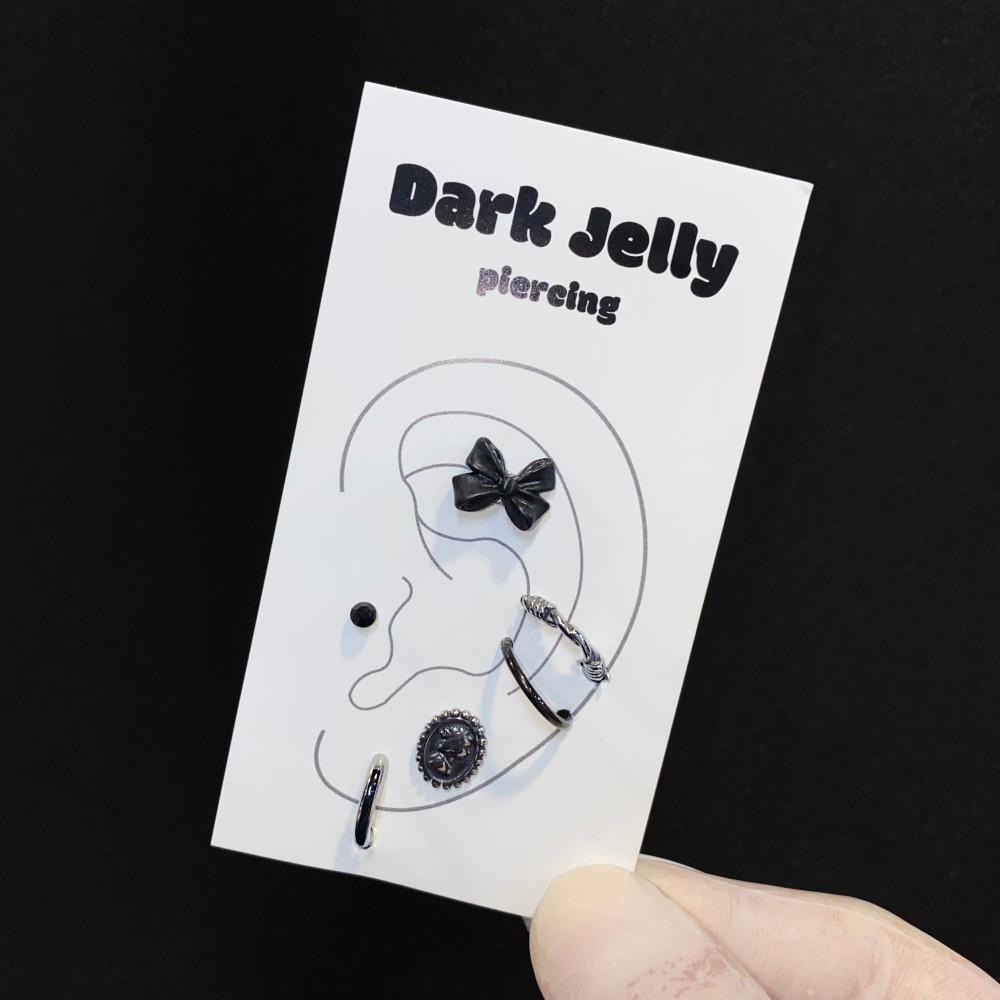 브리저튼 블랙 리본 써지컬스틸 링피어싱 다크젤리 피어싱