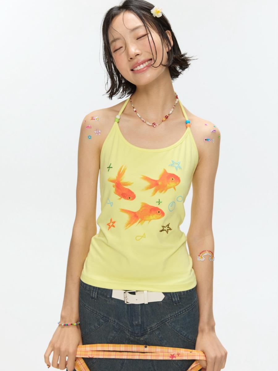 BETWEENAND Goldfish Beads Camisole