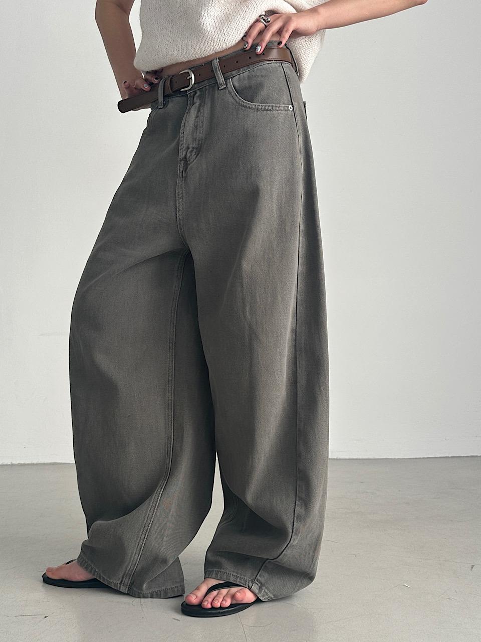 Washed Curve Belted Pants (2C)