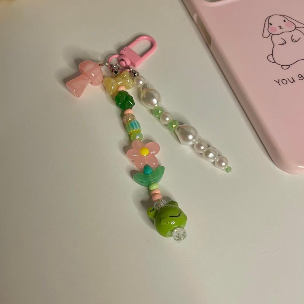 곰뽁이네 자체제작 개구리 버섯 키링 가방고리 폰스트랩