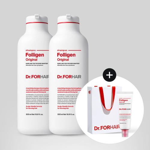 닥터포헤어(DR.FORHAIR)  [스케일러50ml&쇼핑백증정]탈모증상완화 두피강화 폴리젠 오리지널 샴푸 500mlX2 - 후기 | 무신사