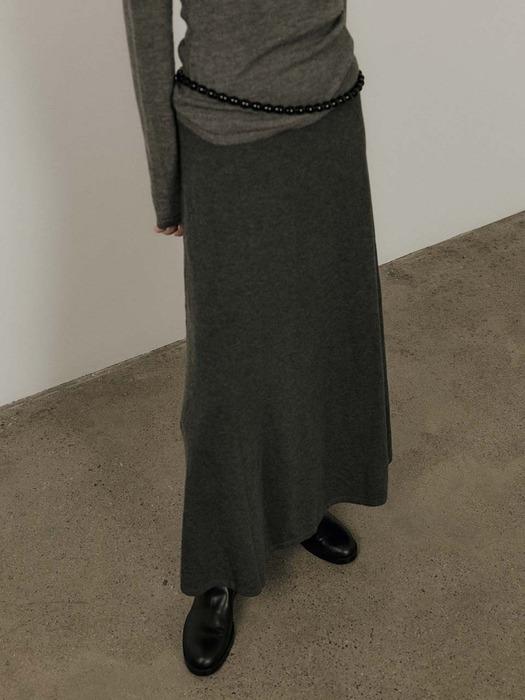 [6th/11월 7일 입고예정] Knit Long Skirt_Charcoal