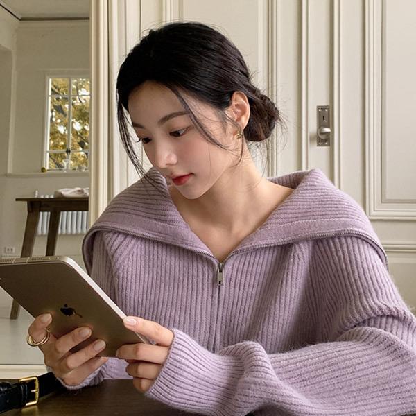 아뜨랑스 파스테리 세일러 니트 집업 가디건  cd2644
