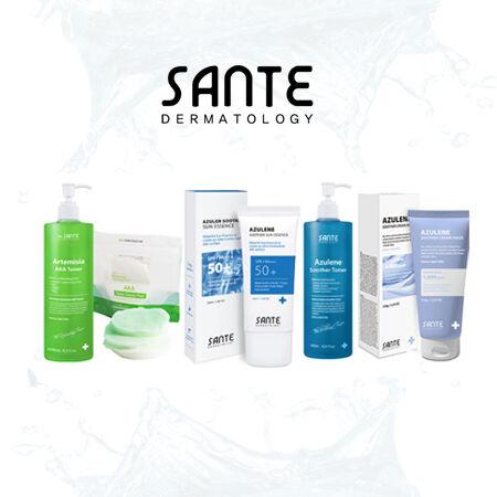 SANTE AZULENE SOOTHER SERIES 수더 토너 & 선 에센스 & 수더 크림 & 수더 앰플 & 아카토너 & 토너 거즈 패드