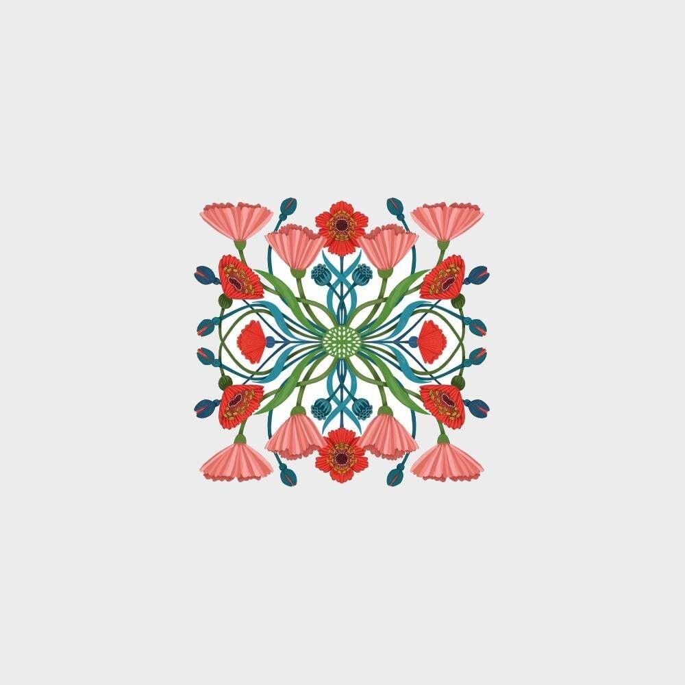 태틀리 Ornate Floral Square 타투스티커 페어 2매