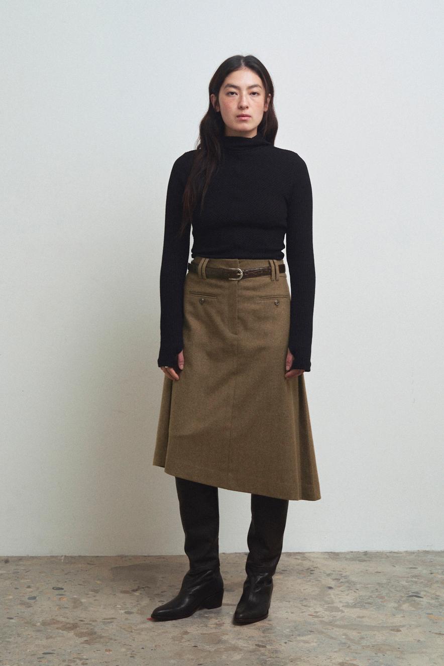 WOOL POCKET SKIRT (BROWN)
