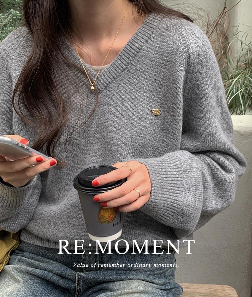 (48시간7%할인) [RE:MOMENT/핑크, 크림 당일발송] made. 어게인 브이넥 울 니트 4color!