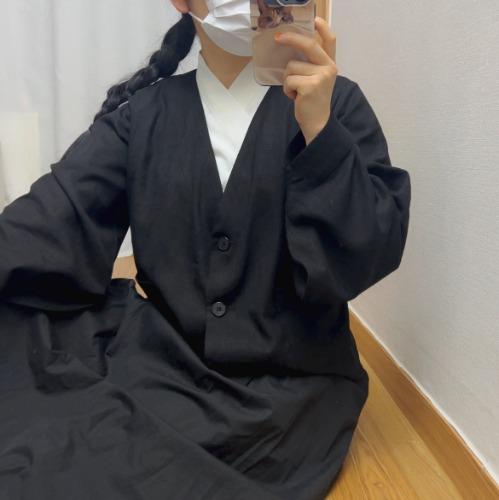 붕어 배래 여름 단추 저고리 블랙 (작은)