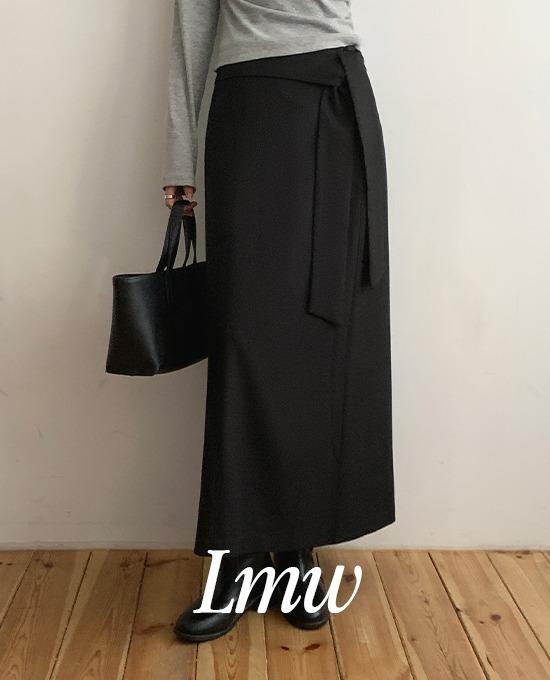 [졸업식][발렌타인][하객룩][무료배송][l.m.w] 세미 에이라인 타이 스트랩 맥시 스커트 (sk)