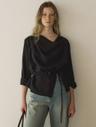 Cowl-neck belted blouse_Charcoal
