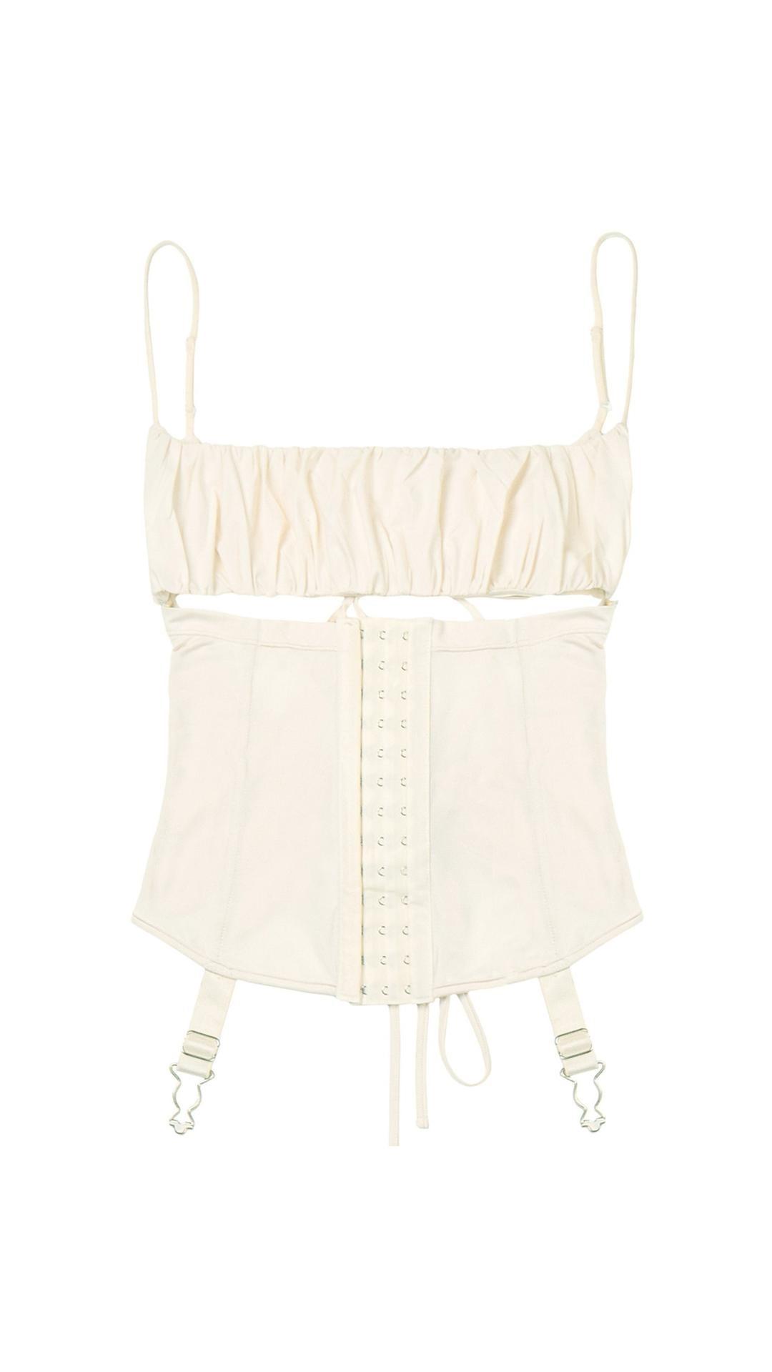 [BONNAE] Lace-up corset top (Ivory)