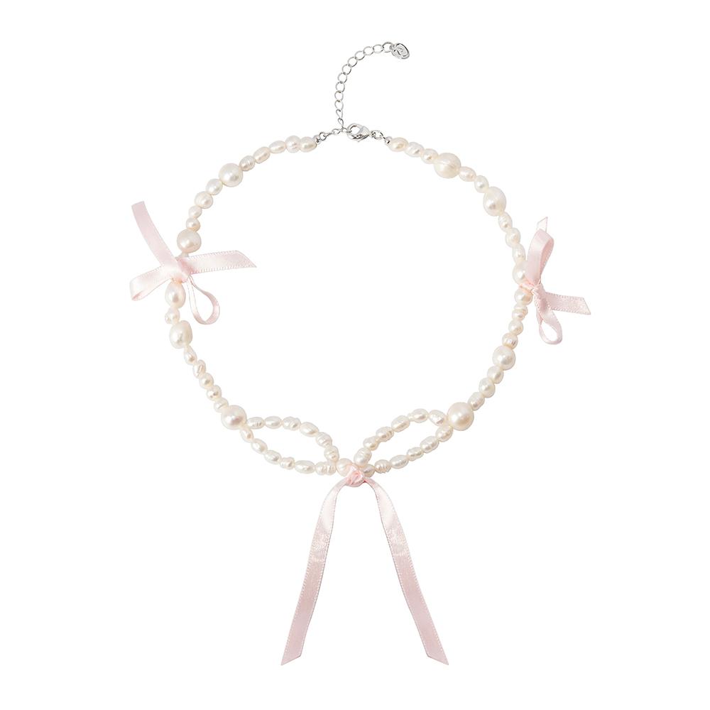Wave Line Pearl Necklace (3colors)