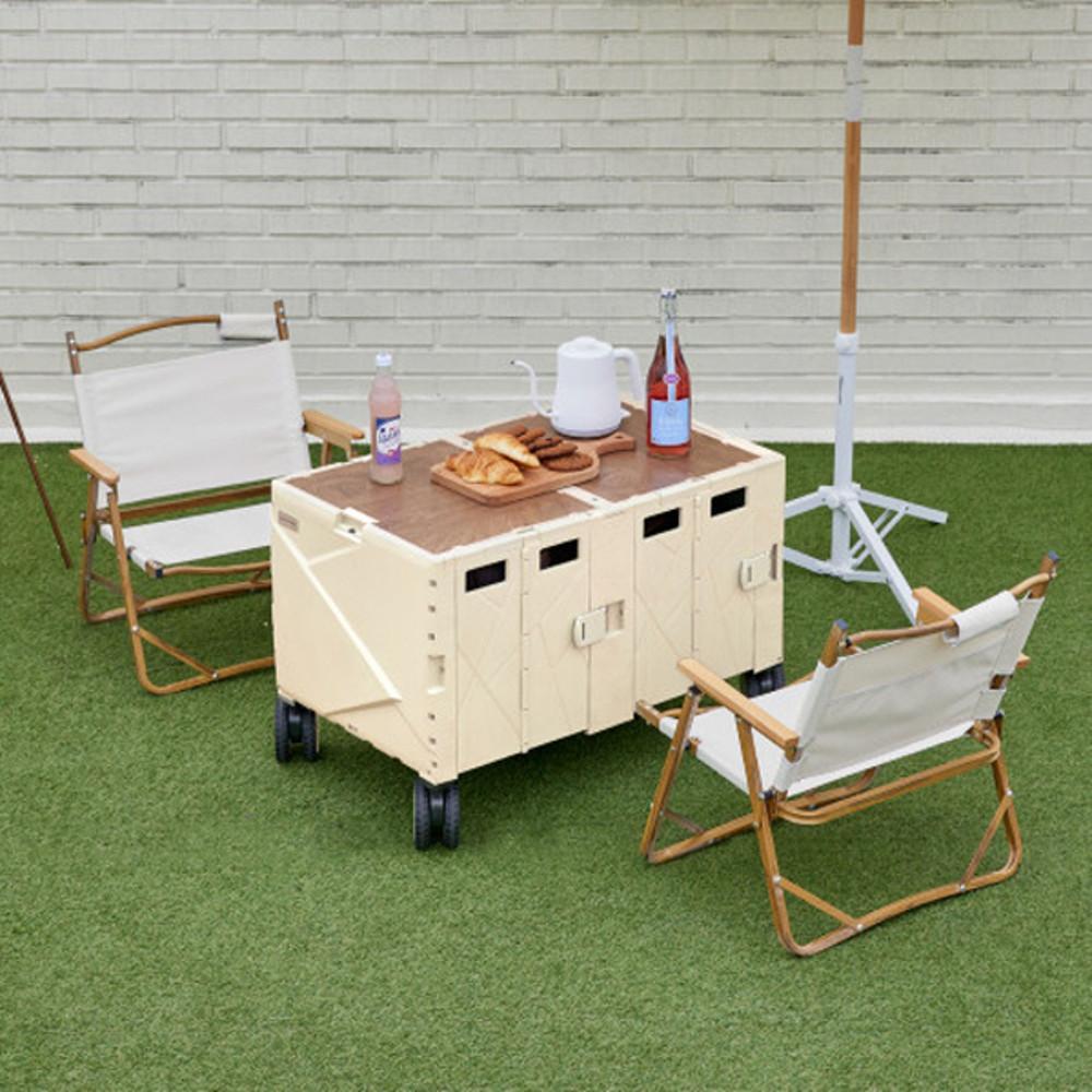 코드리빙 웨건 테이블 캠핑웨건 캐리어 카트 광폭휠 풋브레이크 상판포함