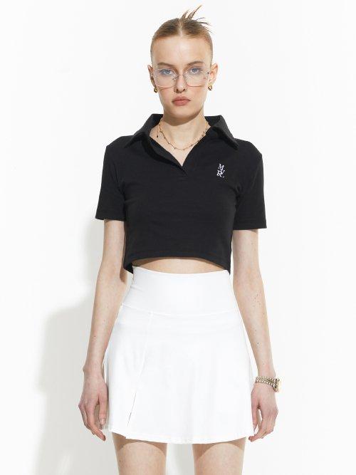 OG 오픈 카라 크롭 티셔츠 [블랙]