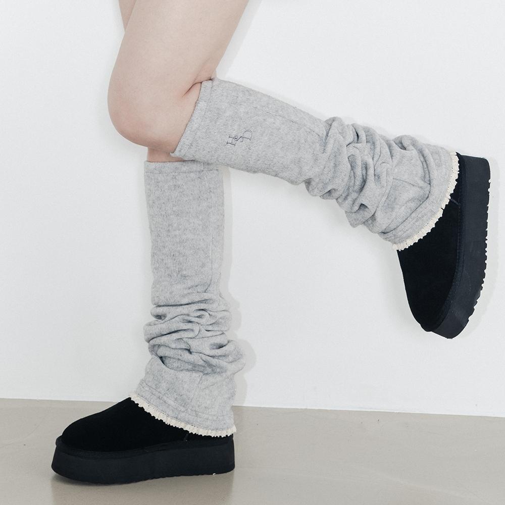 레이스 셔링 울 레그워머_그레이