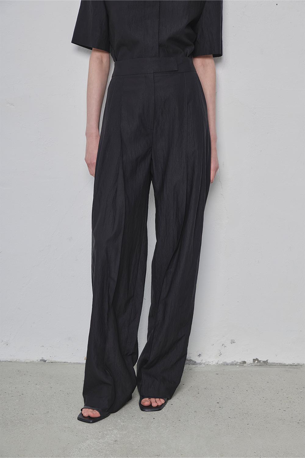 [플래시세일 72시간] 시그니처 투턱 와이드 팬츠_블랙