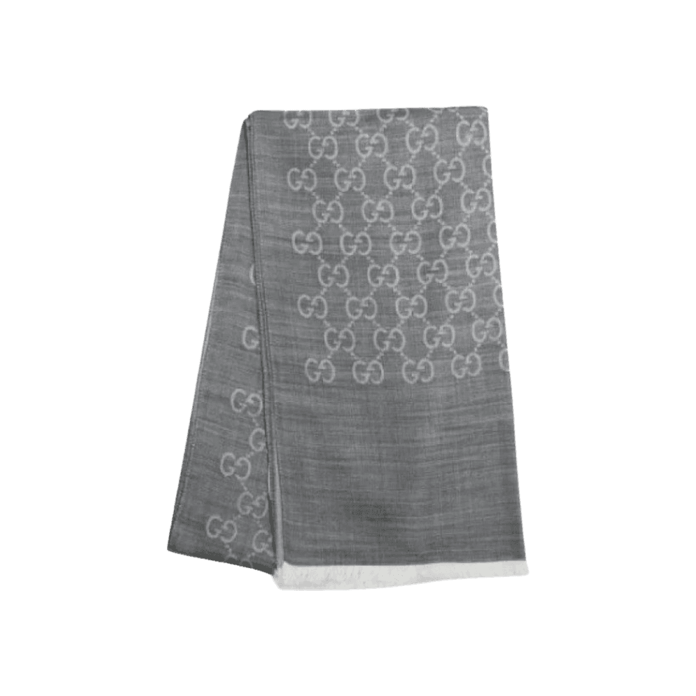 구찌 GG 울 실크 자카드 스카프 그레이 (W)