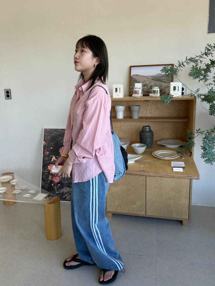 버튼 삼선 데님 팬츠 (2color)