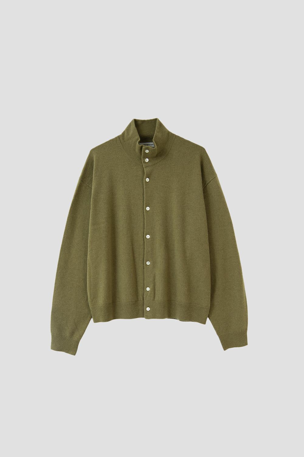 [브라운야드] CASHEMRE STAND COLLAR CARDIGAN (OLIVE)