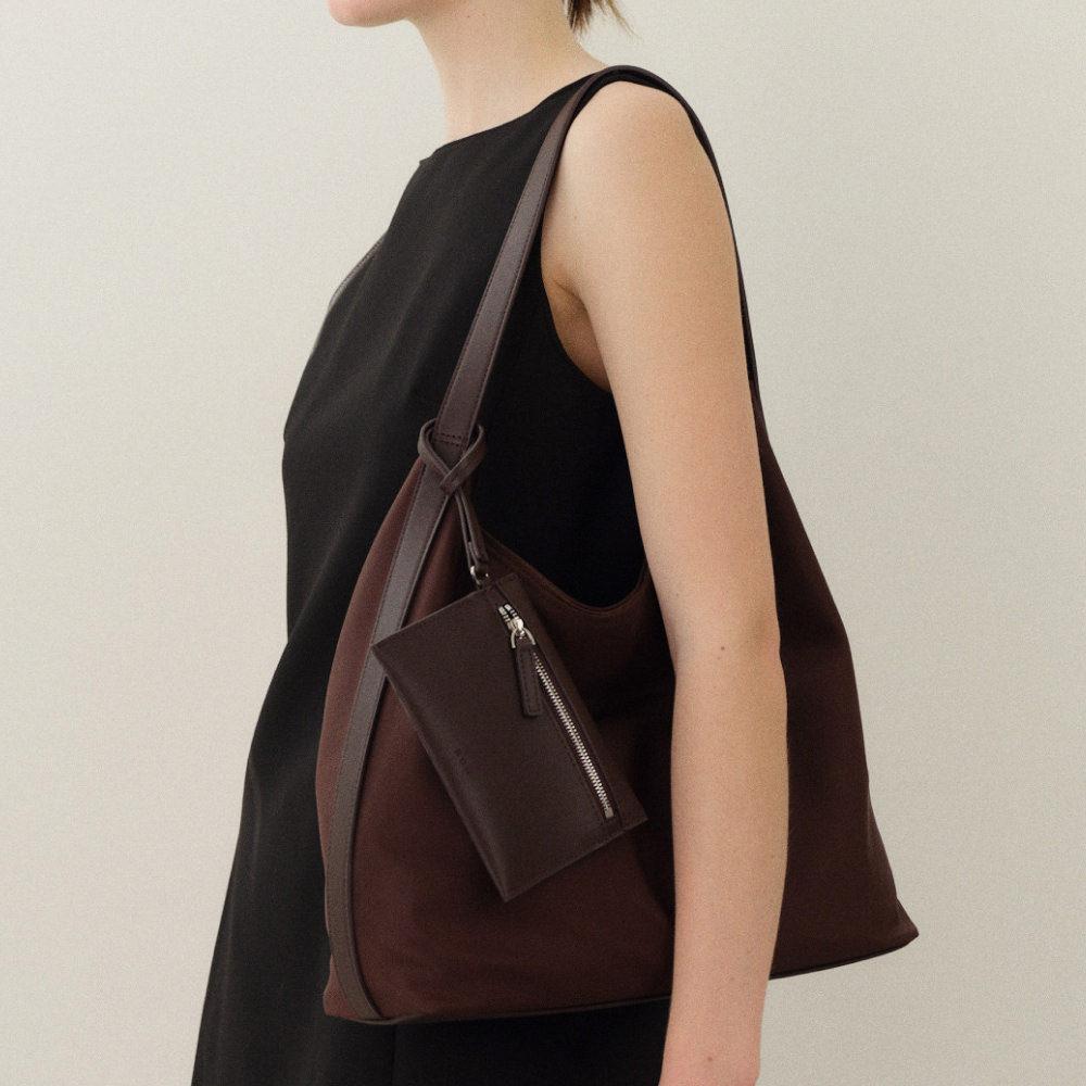 Pulpy hobo bag Nylon Umber