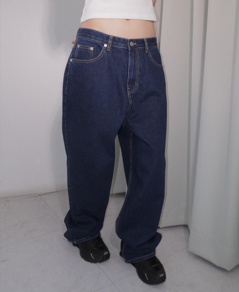 베이직 진청 와이드 데님팬츠