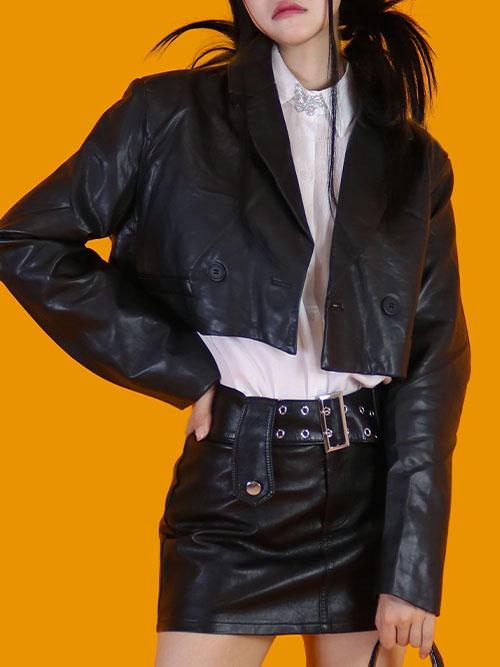 luna crop leather jacket