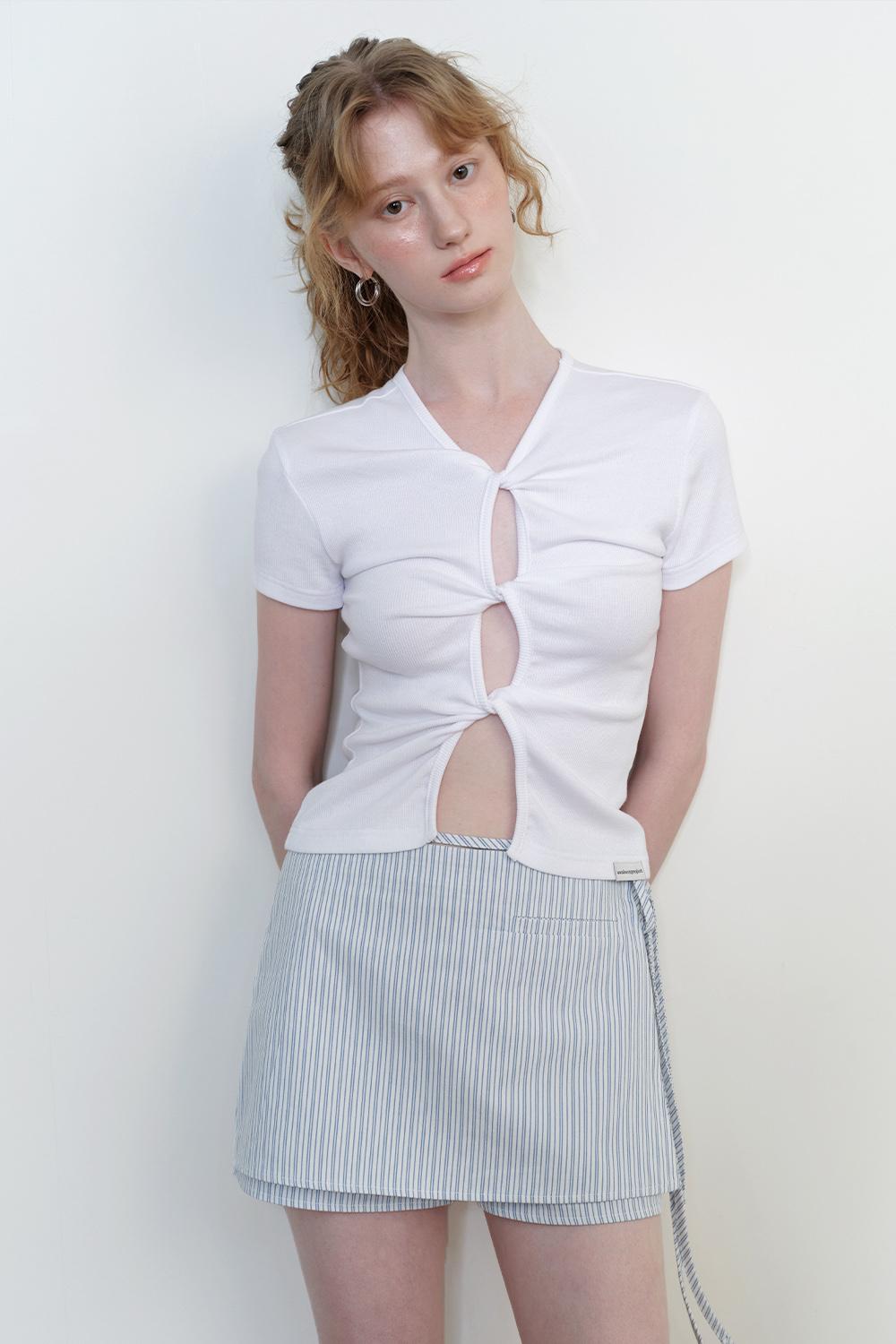 Double Layered Mini Skirt Pants (WHITE)