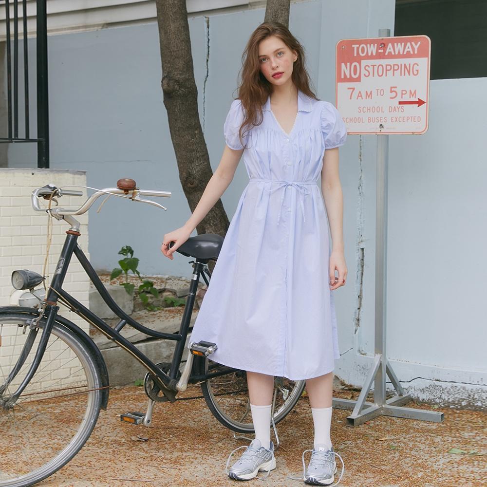 STRIPE LONG ONE-PIECE (LIGHT BLUE)