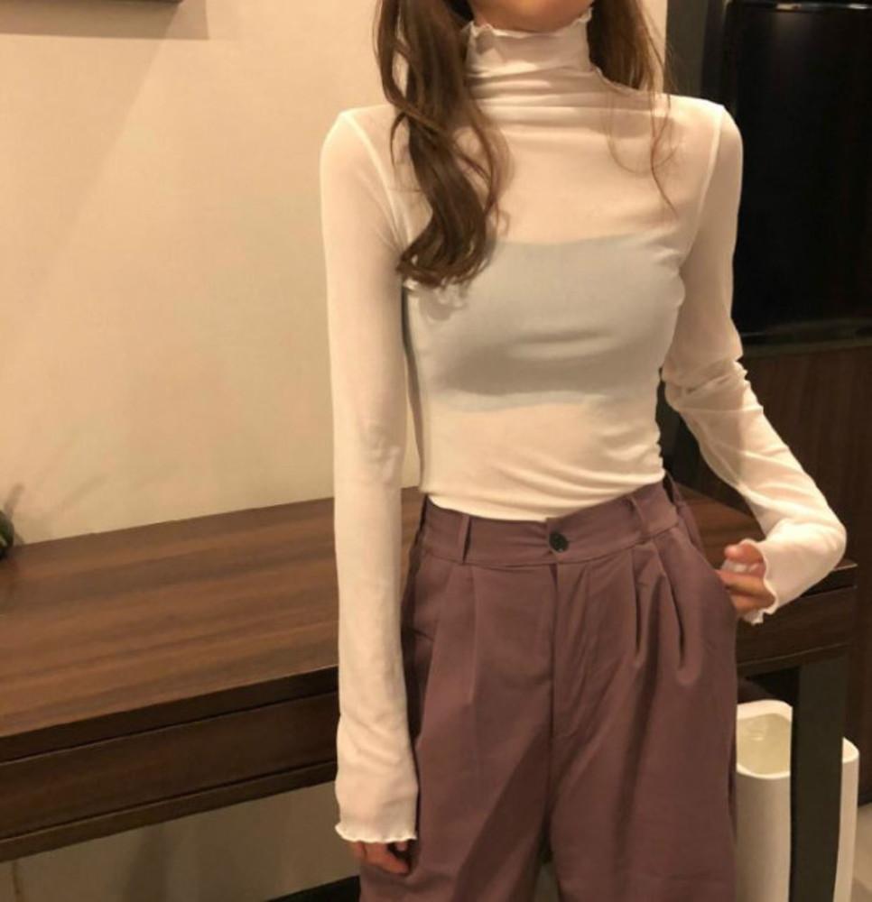 1+1 시스루 여성 폴라 목폴라 반목폴라 티셔츠 04