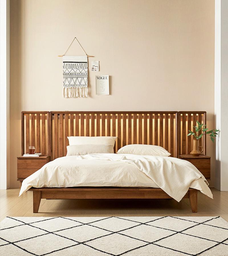 마니에르 호텔 LED 조명 원목 침대