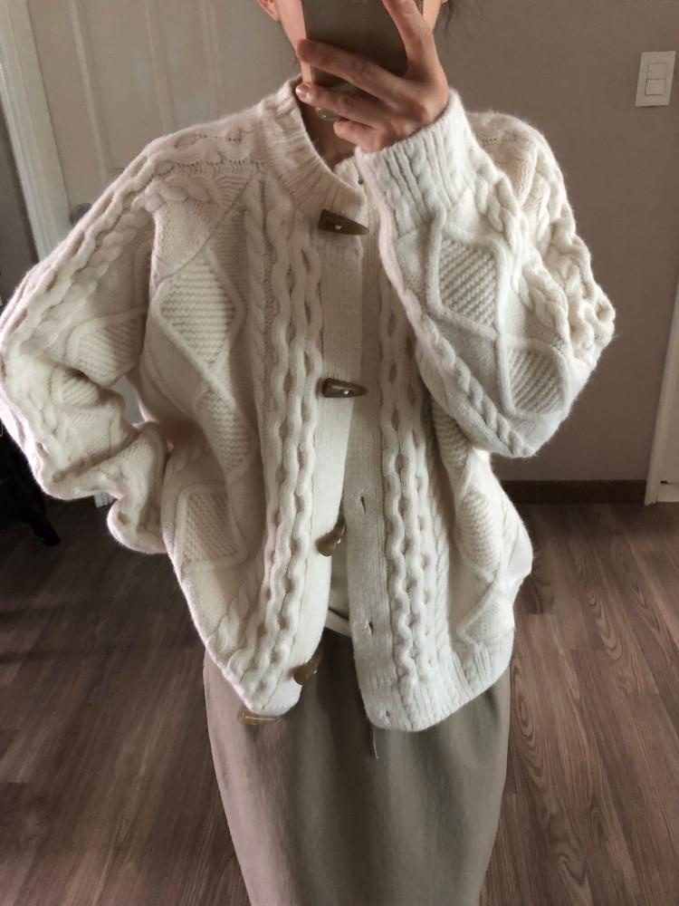 (5~8일소요) 케이블 더플 가디건 (2colors)