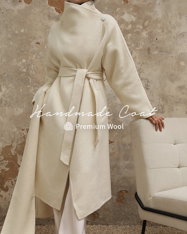 [양모100%]데미안 라펠 핸드메이드 울 코트